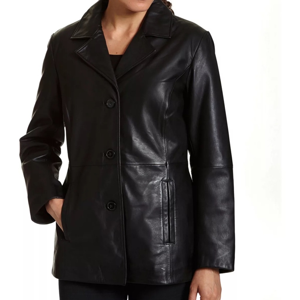 Vintage JLC New York 90’s Black‎ Leather Jacket Women's Size XL
